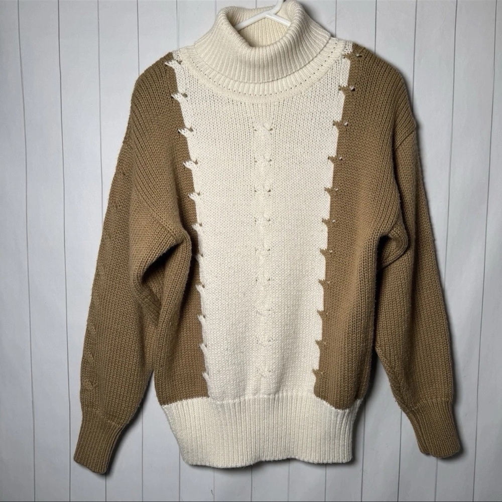 VTG Russ Acrylic/Wool Heavy Knit Turtleneck Sweater Winter Cozy Top size Medium